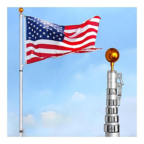 COLIBYOU 30FT Flag Pole Aluminum Telescopic Flagpole Kit 3x5' U.S Flag ...