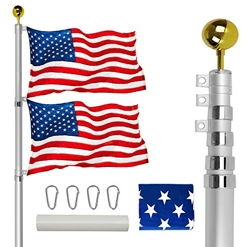 VAIIGO Telescoping Flag Pole Kit, Heavy Duty Aluminum Flag Pole Can Fly ...